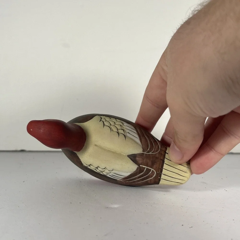 Vintage‎ Redhead Diving Duck Hand Painted Porcelain Decoy Bird Decor